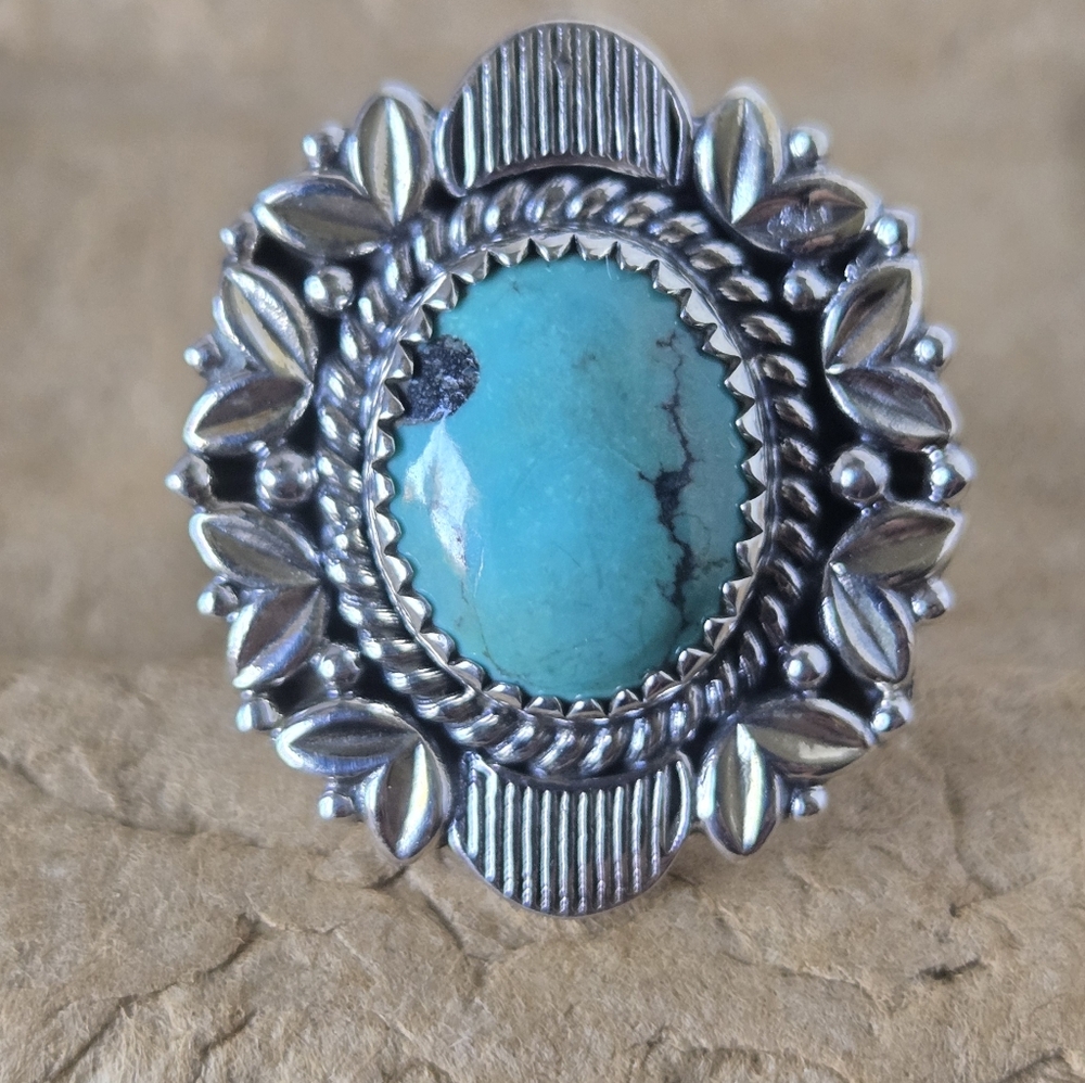 Sterling Silver Turquoise Ring/Navaho Style Statement Piece
